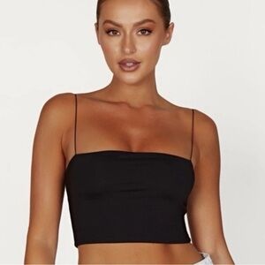 Meshki Yvonne Cami Crop Top in black size extra small